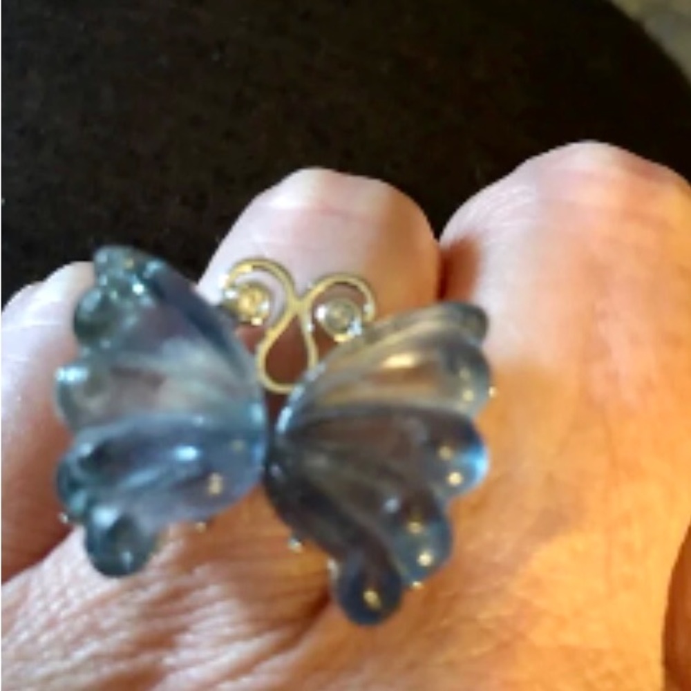 Adustible size Flourite butterfly ring